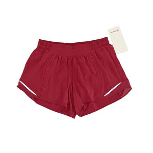 LULULEMON HOTTY HOT LOW RISE SHORT 4”LINED PREP RED COLOR SIZE 8 NWT